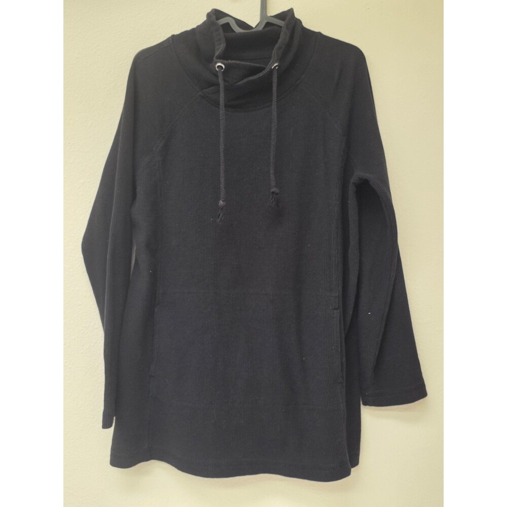 St. John’s Bay Active Women’s Petite PL Black Fleece Pullover Mock Neck Sweatshi